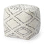 Mercana Tapir Beige Cotton Argyle Pattern Square Pouf