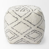 Mercana Tapir Beige Cotton Argyle Pattern Square Pouf