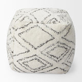 Mercana Tapir Beige Cotton Argyle Pattern Square Pouf