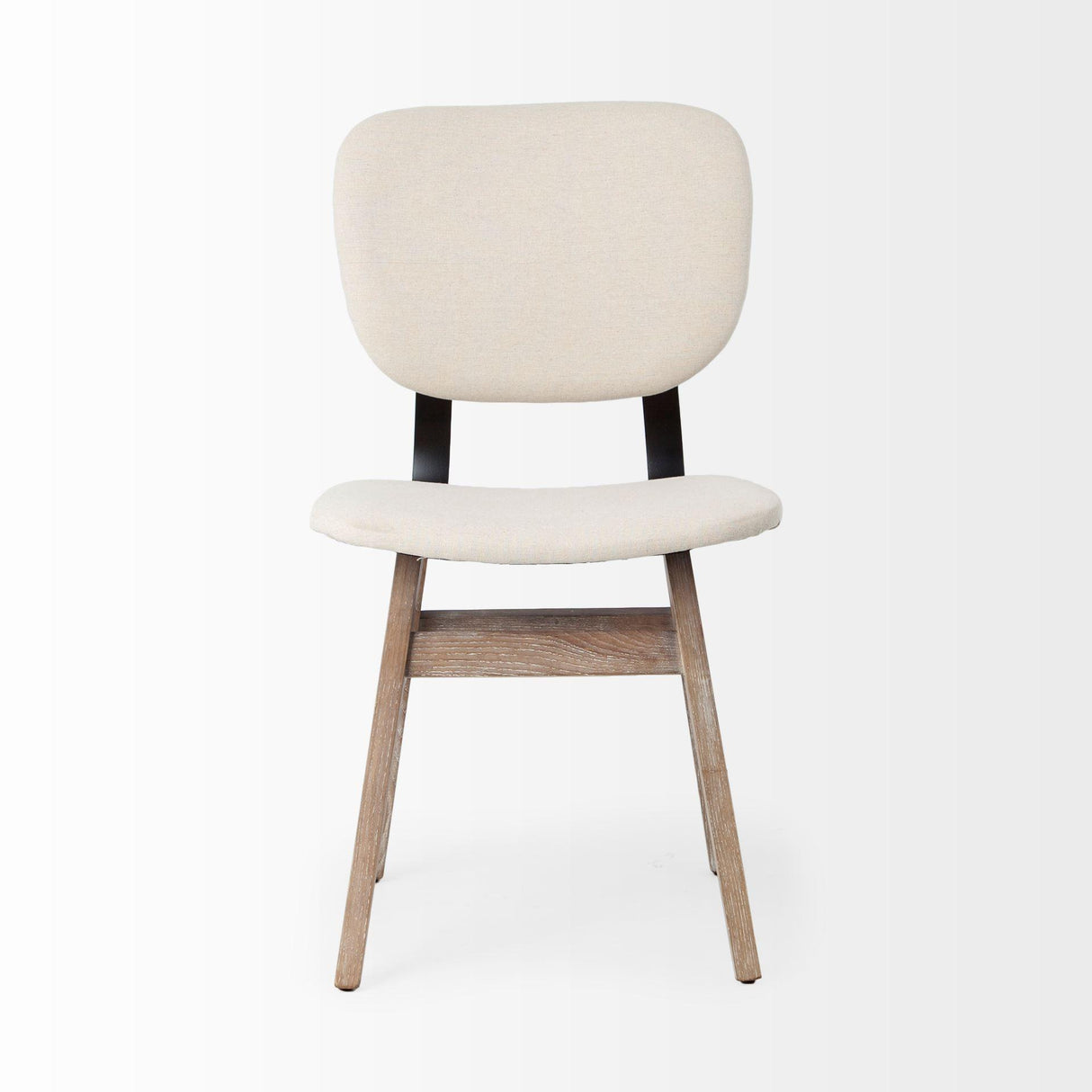 Mercana Haden I Cream Fabric Wrap Brown Solid Wood Base Dining Chair