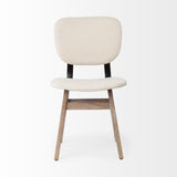 Mercana Haden I Cream Fabric Wrap Brown Solid Wood Base Dining Chair