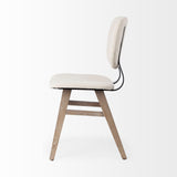 Mercana Haden I Cream Fabric Wrap Brown Solid Wood Base Dining Chair
