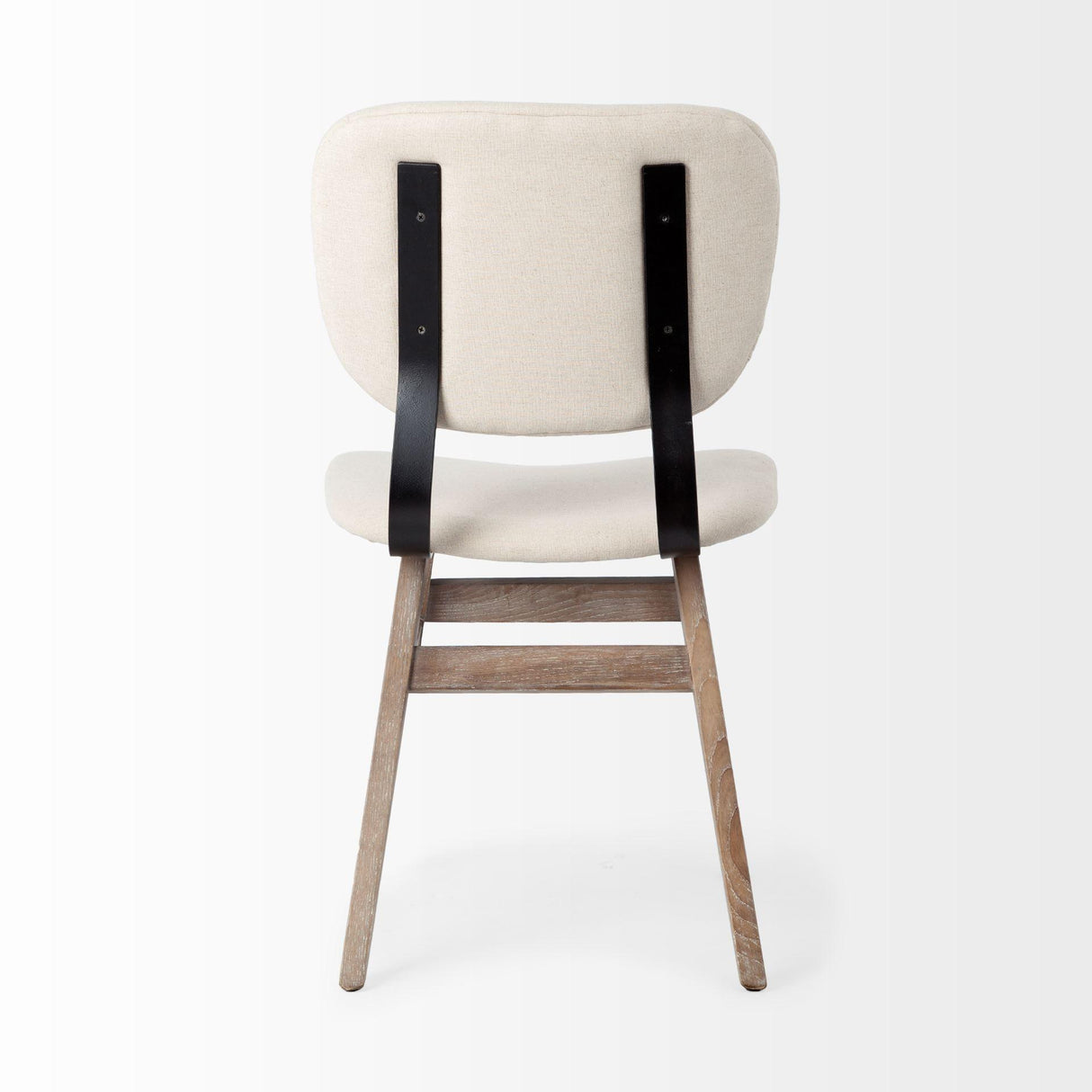 Mercana Haden I Cream Fabric Wrap Brown Solid Wood Base Dining Chair