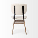 Mercana Haden I Cream Fabric Wrap Brown Solid Wood Base Dining Chair