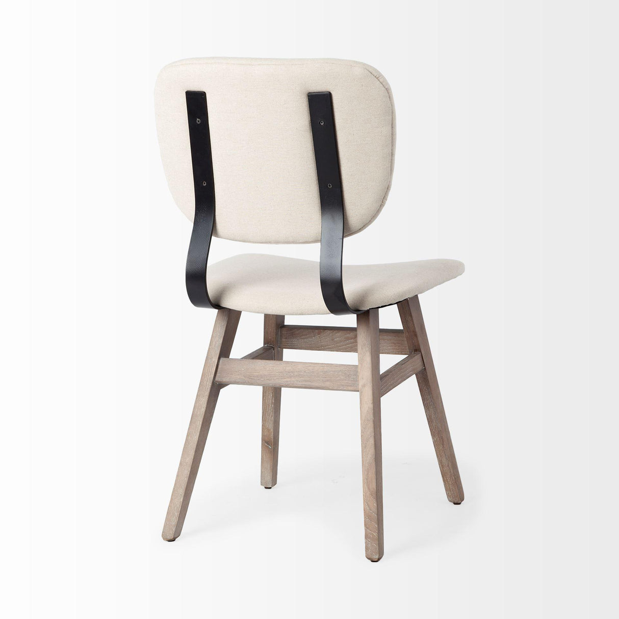 Mercana Haden I Cream Fabric Wrap Brown Solid Wood Base Dining Chair