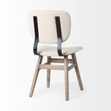 Mercana Haden I Cream Fabric Wrap Brown Solid Wood Base Dining Chair