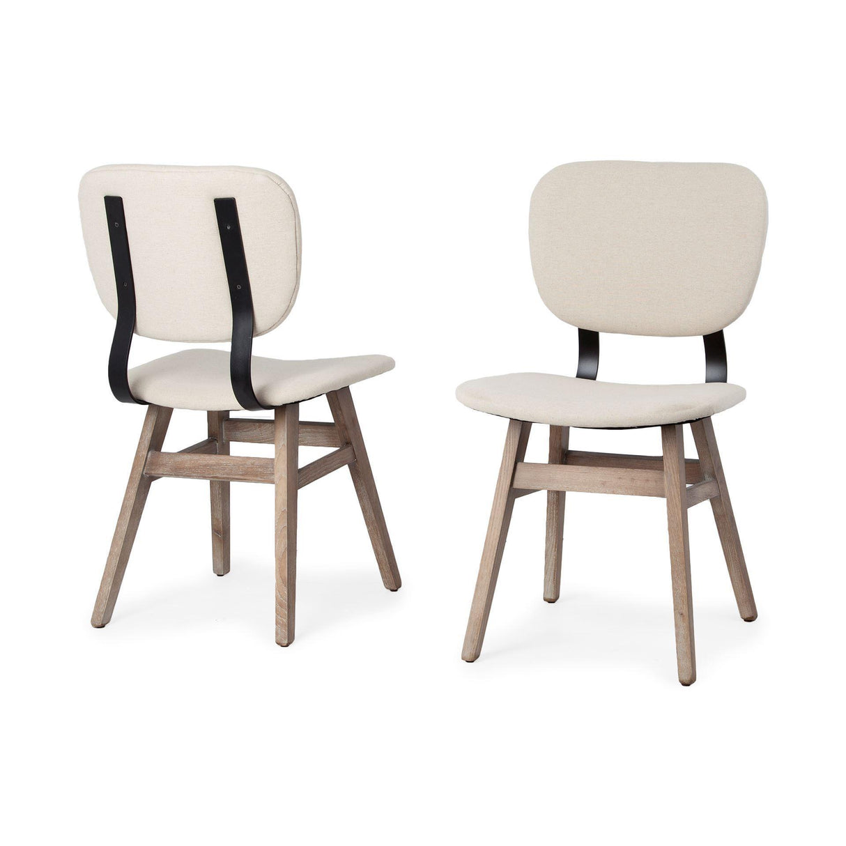 Mercana Haden I Cream Fabric Wrap Brown Solid Wood Base Dining Chair