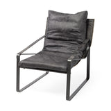 Mercana Hornet II Black Leather Body Metal Frame Accent Chair