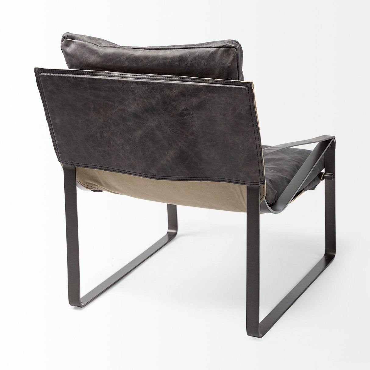 Mercana Hornet II Black Leather Body Metal Frame Accent Chair