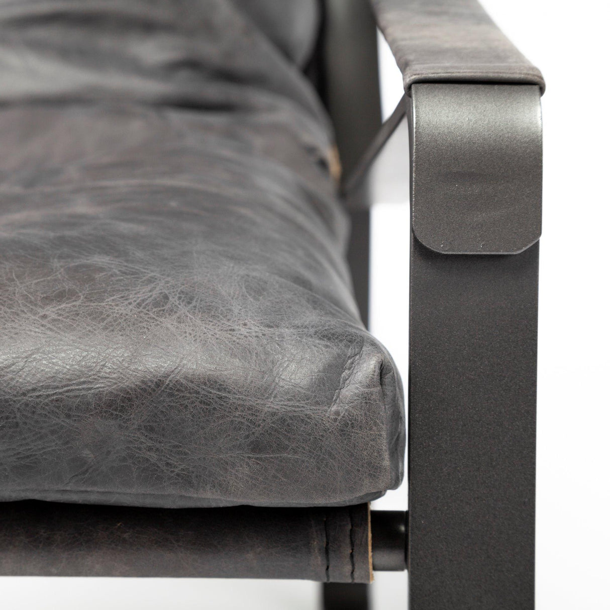 Mercana Hornet II Black Leather Body Metal Frame Accent Chair