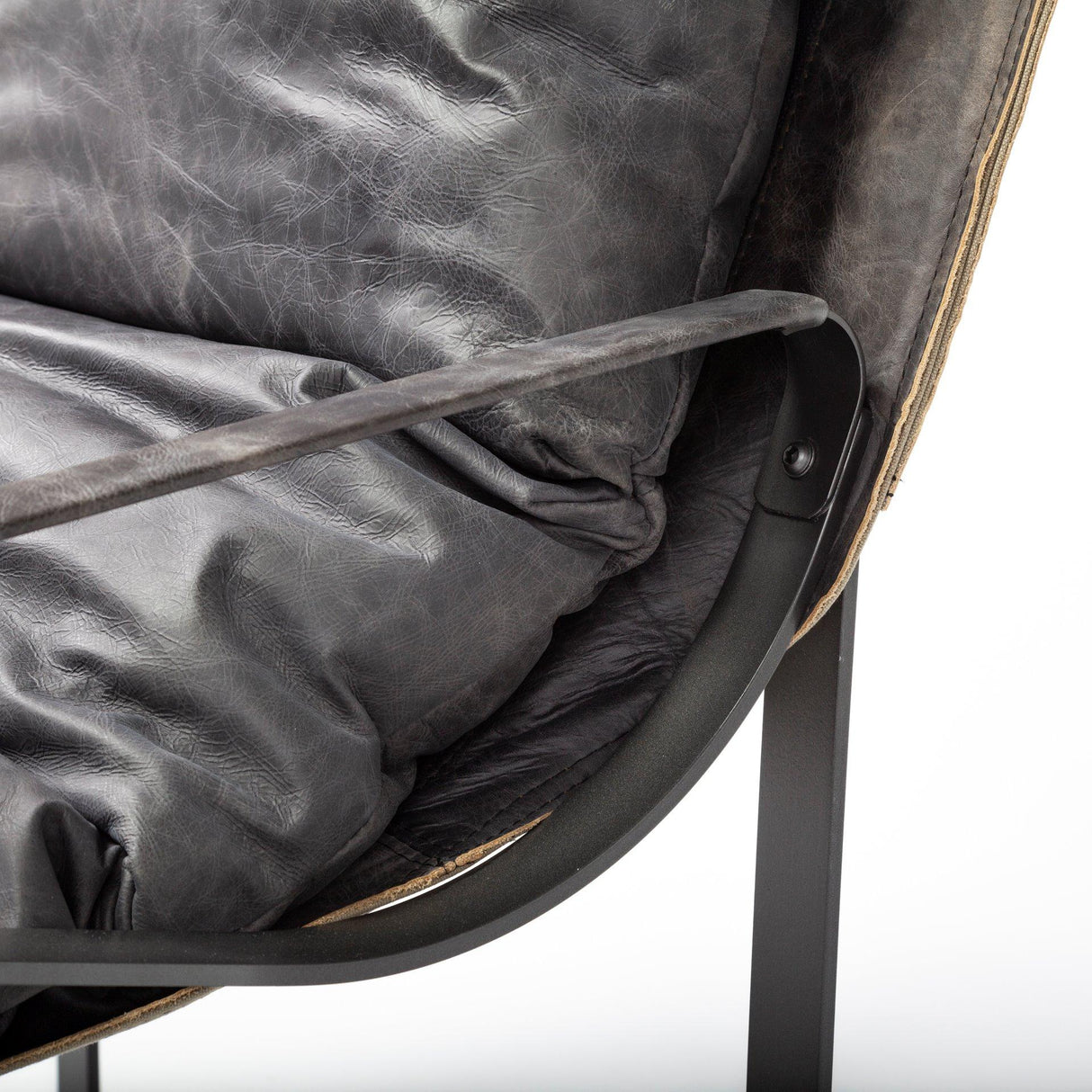 Mercana Hornet II Black Leather Body Metal Frame Accent Chair