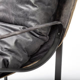 Mercana Hornet II Black Leather Body Metal Frame Accent Chair