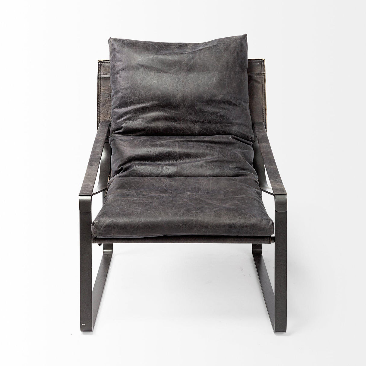 Mercana Hornet II Black Leather Body Metal Frame Accent Chair