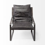 Mercana Hornet II Black Leather Body Metal Frame Accent Chair