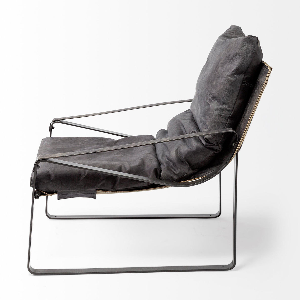 Mercana Hornet II Black Leather Body Metal Frame Accent Chair