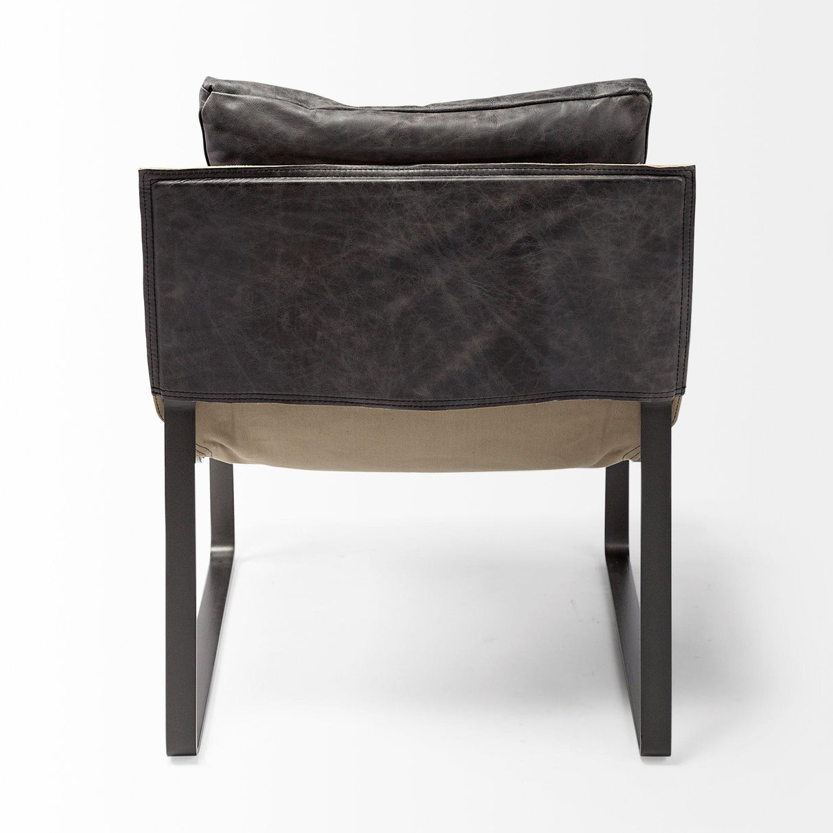Mercana Hornet II Black Leather Body Metal Frame Accent Chair