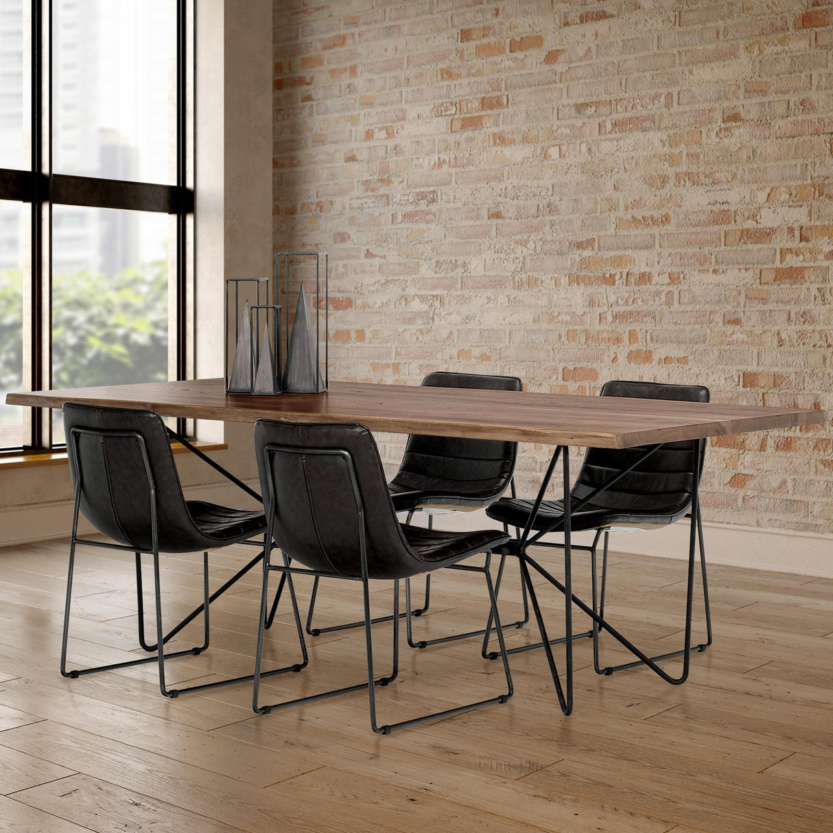 Mercana Thornton I Dark Brown Faux-Leather Seat Black Iron Frame Dining Chair