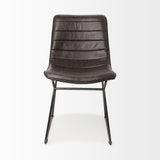 Mercana Thornton I Dark Brown Faux-Leather Seat Black Iron Frame Dining Chair