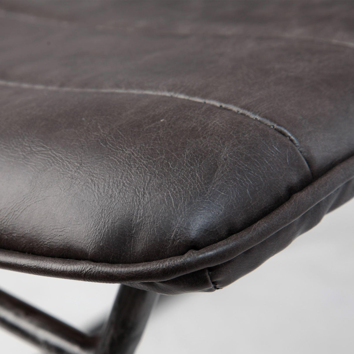 Mercana Thornton I Dark Brown Faux-Leather Seat Black Iron Frame Dining Chair