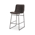Mercana Meritt 37"H Black Faux-Leather Seat W/ Black Metal Frame Stool