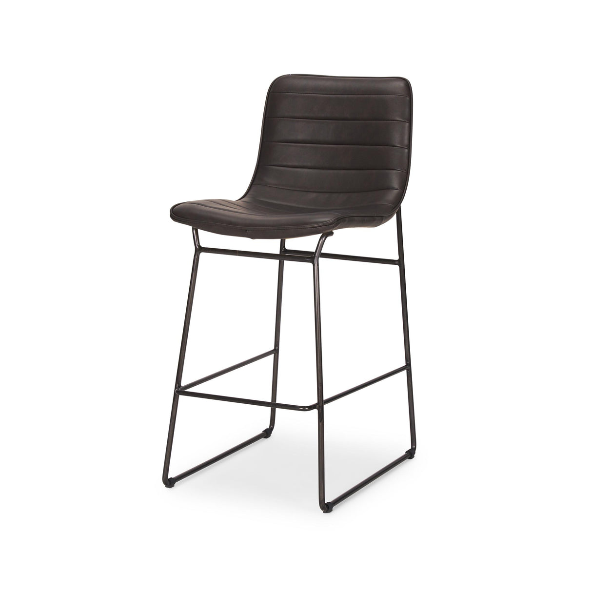 Mercana Meritt 37"H Black Faux-Leather Seat W/ Black Metal Frame Stool