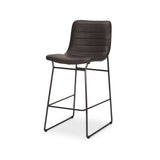 Mercana Meritt 37"H Black Faux-Leather Seat W/ Black Metal Frame Stool