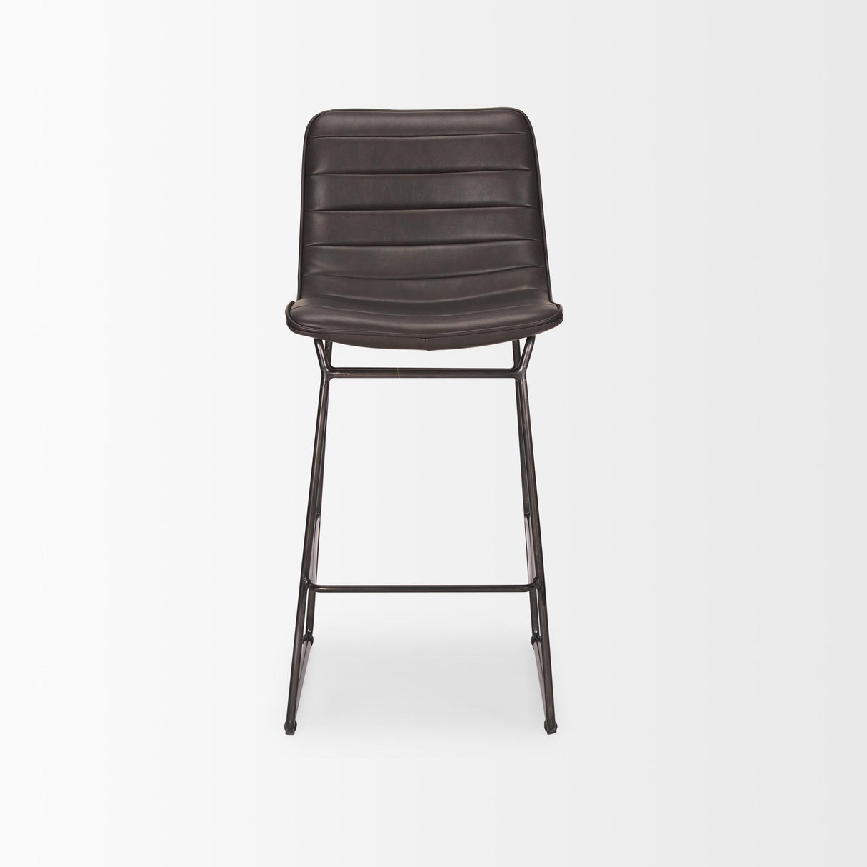 Mercana Meritt 37"H Black Faux-Leather Seat W/ Black Metal Frame Stool
