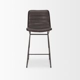 Mercana Meritt 37"H Black Faux-Leather Seat W/ Black Metal Frame Stool