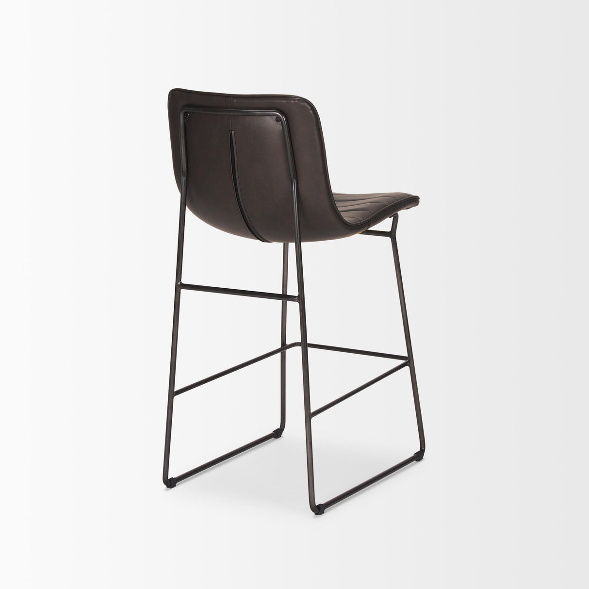 Mercana Meritt 37"H Black Faux-Leather Seat W/ Black Metal Frame Stool
