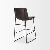 Mercana Meritt 37"H Black Faux-Leather Seat W/ Black Metal Frame Stool