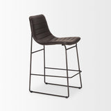 Mercana Meritt 37"H Black Faux-Leather Seat W/ Black Metal Frame Stool