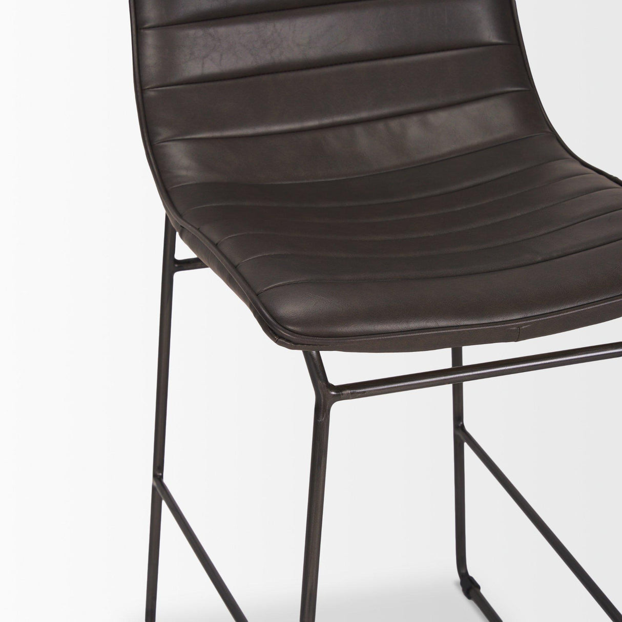Mercana Meritt 37"H Black Faux-Leather Seat W/ Black Metal Frame Stool
