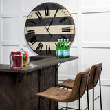 Mercana Meritt 37" Total Height Brown Leather Seat Black Metal Frame Stool