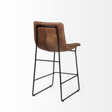 Mercana Meritt 37" Total Height Brown Leather Seat Black Metal Frame Stool