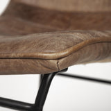 Mercana Meritt 37" Total Height Brown Leather Seat Black Metal Frame Stool