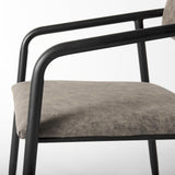 Mercana Langston Brown Faux-Leather Seat Black Iron Frame Dining Chair