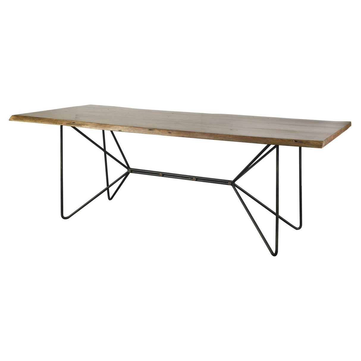 Mercana Papillion II 84.0L x 38.0W x 30.0H Rectangular Natural Wood Top W/Black Iron Base Dining Table