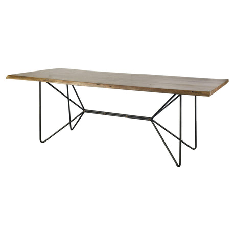 Mercana Papillion II 84.0L x 38.0W x 30.0H Rectangular Natural Wood Top W/Black Iron Base Dining Table