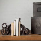 Mercana Cogsworth Set of 2 14L x 4W Brown Resin Industrial Gear Bookends