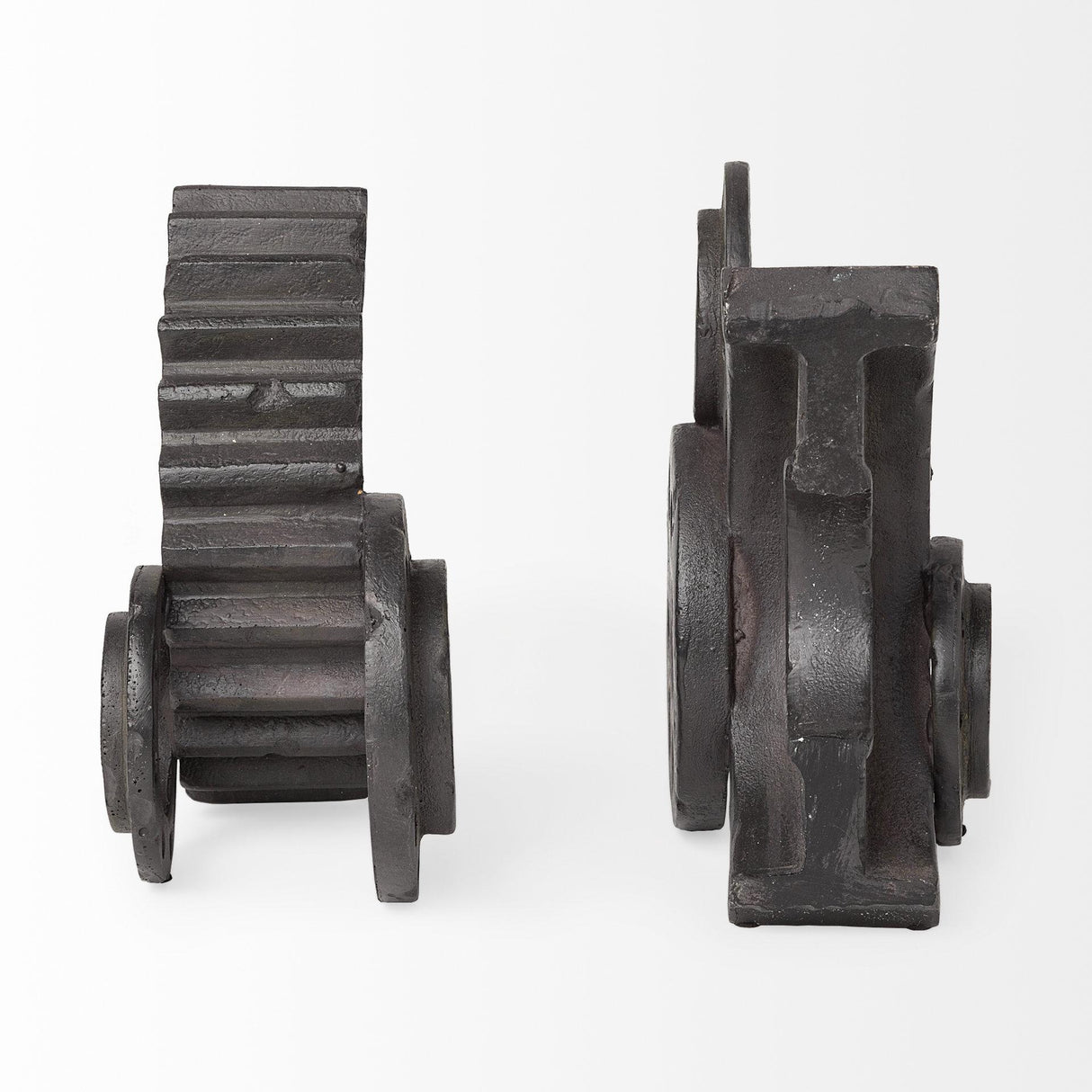 Mercana Cogsworth Set of 2 14L x 4W Brown Resin Industrial Gear Bookends