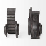 Mercana Cogsworth Set of 2 14L x 4W Brown Resin Industrial Gear Bookends