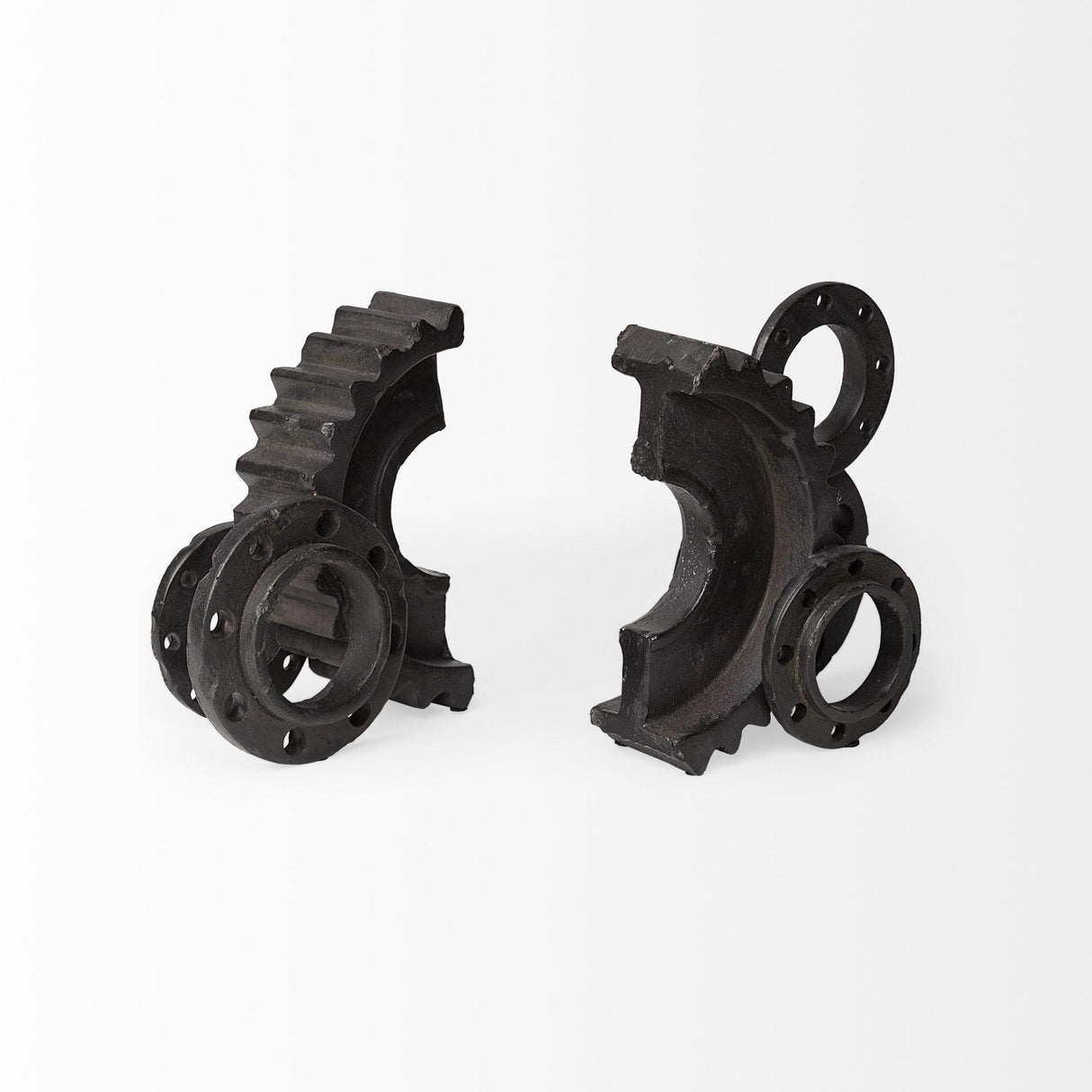 Mercana Cogsworth Set of 2 14L x 4W Brown Resin Industrial Gear Bookends