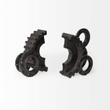Mercana Cogsworth Set of 2 14L x 4W Brown Resin Industrial Gear Bookends