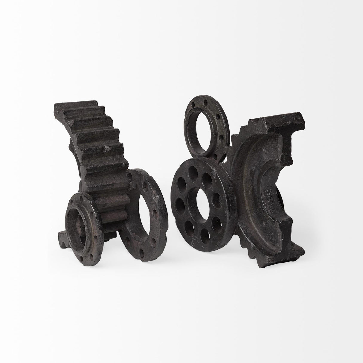 Mercana Cogsworth Set of 2 14L x 4W Brown Resin Industrial Gear Bookends