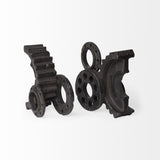 Mercana Cogsworth Set of 2 14L x 4W Brown Resin Industrial Gear Bookends