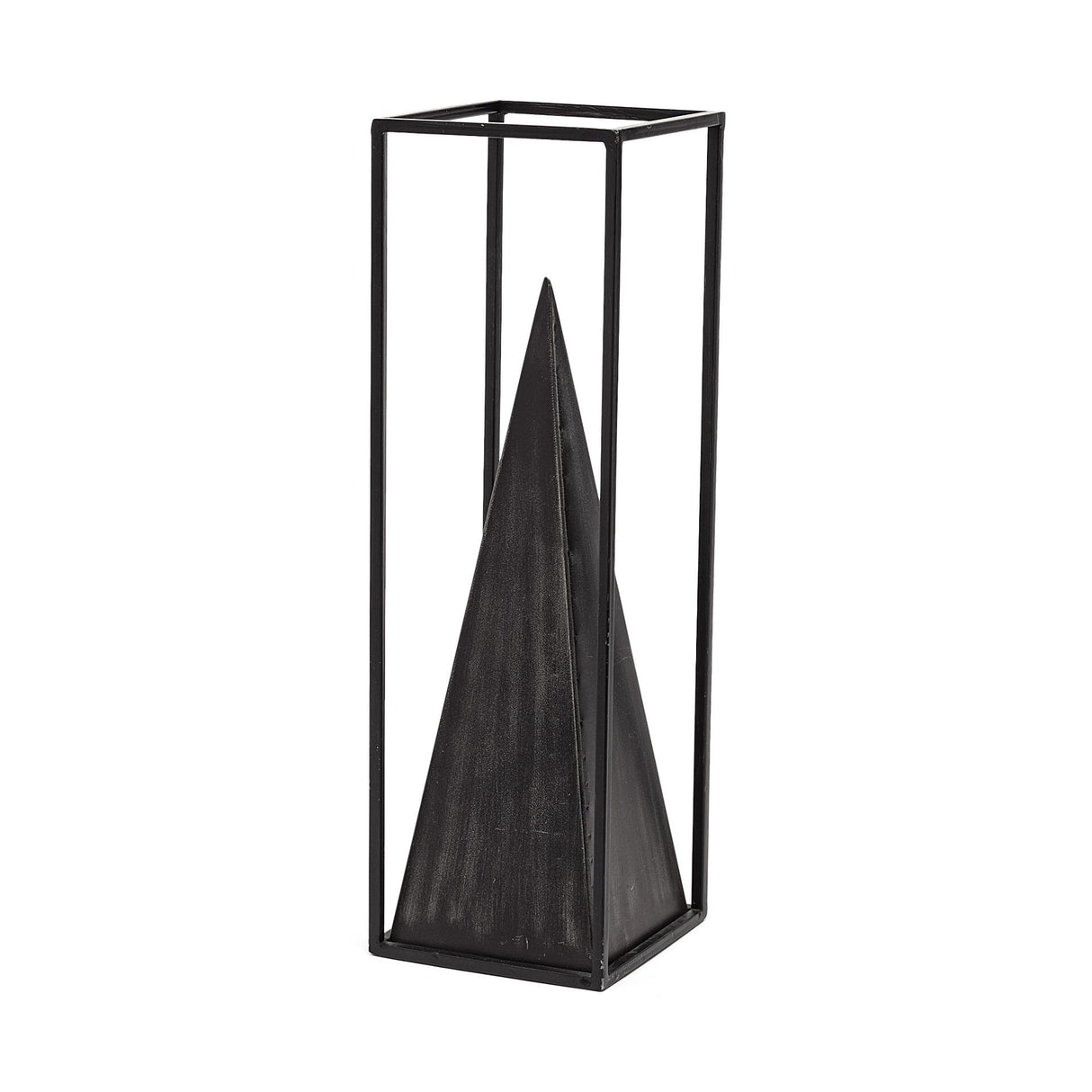 Mercana Memphis I (Large) 5L x 5W Black Metal Pyramid In A Square Frame
