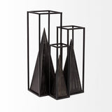 Mercana Memphis I (Large) 5L x 5W Black Metal Pyramid In A Square Frame