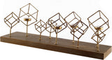 Mercana Salvador II Wood Base Brass Cube Tea Light Table Candle Holder