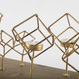 Mercana Salvador II Wood Base Brass Cube Tea Light Table Candle Holder