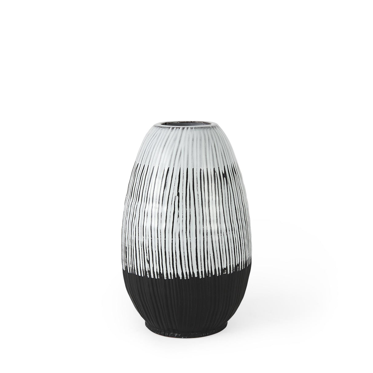 Mercana Tanami II Short Dark Brown/White Glazed Ceramic Vase